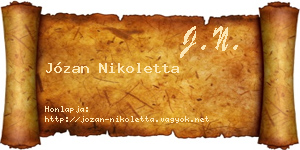 Józan Nikoletta névjegykártya